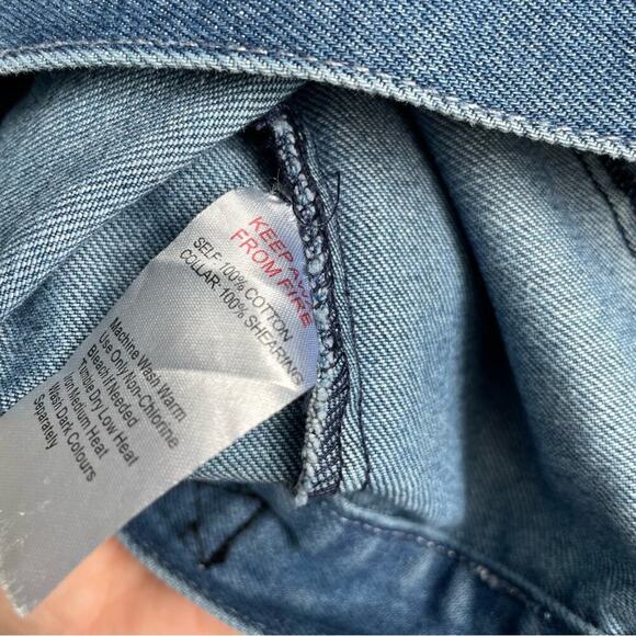 Samantha Sipos Babe jean jacket faux fur collar fuzzy lettermen style letters - Picture 11 of 12